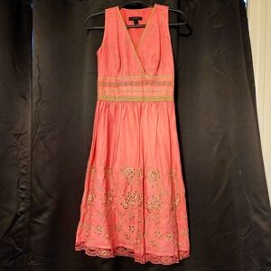 Vintage Y2K Pink Embroidered Dress from Express, 2